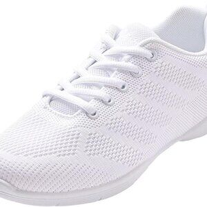 White Women Girls Cheer Shoes Microfiber Rubber Sole Lace-Up Training Dance
